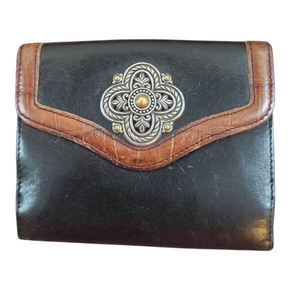 Brighton Handbags - Brighton Bifold Wallet black brown silver medallion